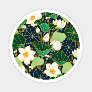 Lily pond floral bohemian pattern Magnet